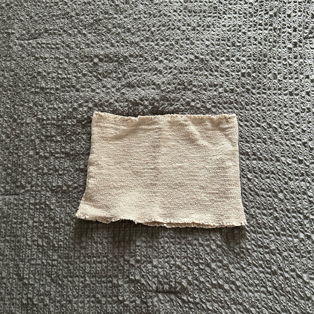 Beige Textured Tube Top